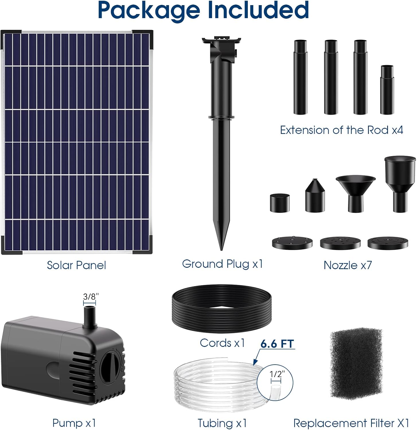 12 Watt Solar Fountain Pump Kit with PVC Tubing E564770