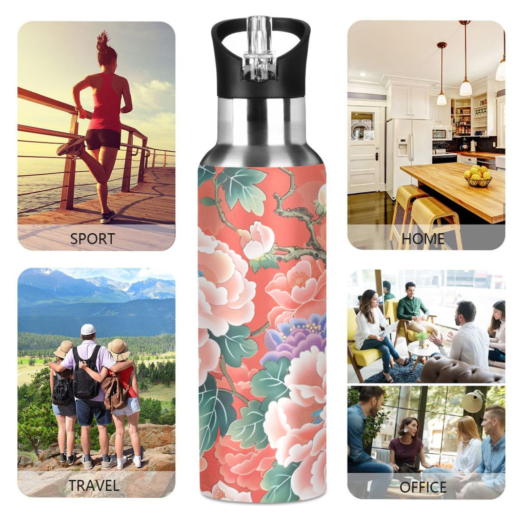 20 oz Insulated Stainless Steel Water Bottle with Straw Lid K70461