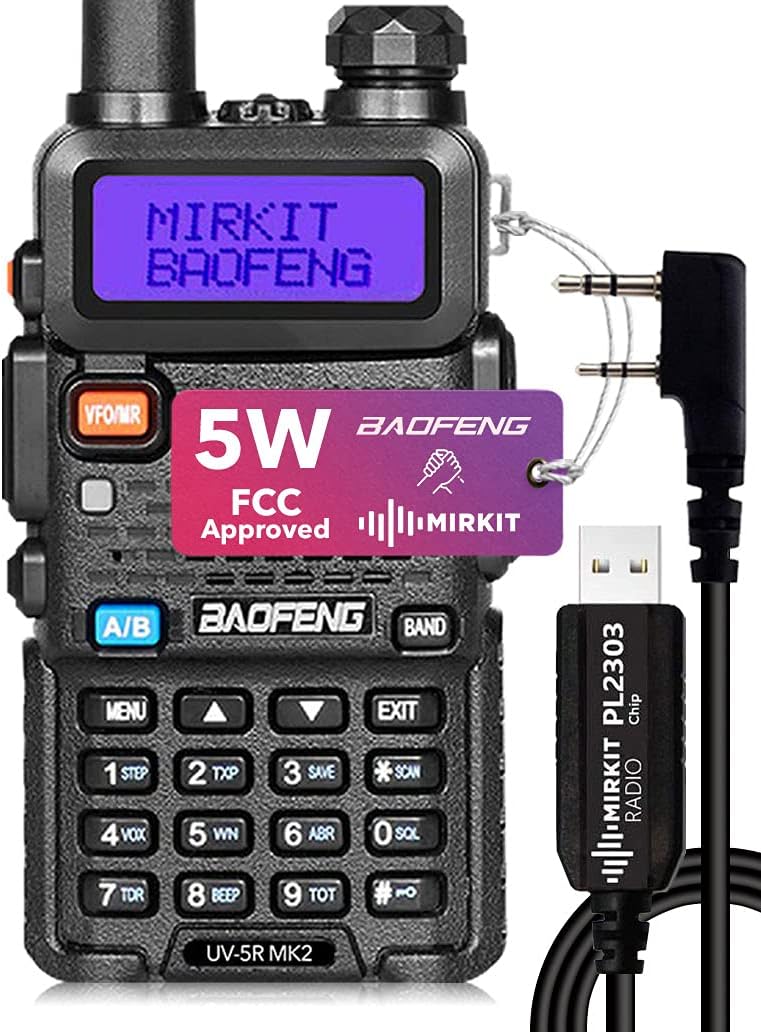 UV-5R MK2 Handheld Dual Band Ham Radio with Programming Cable E2287