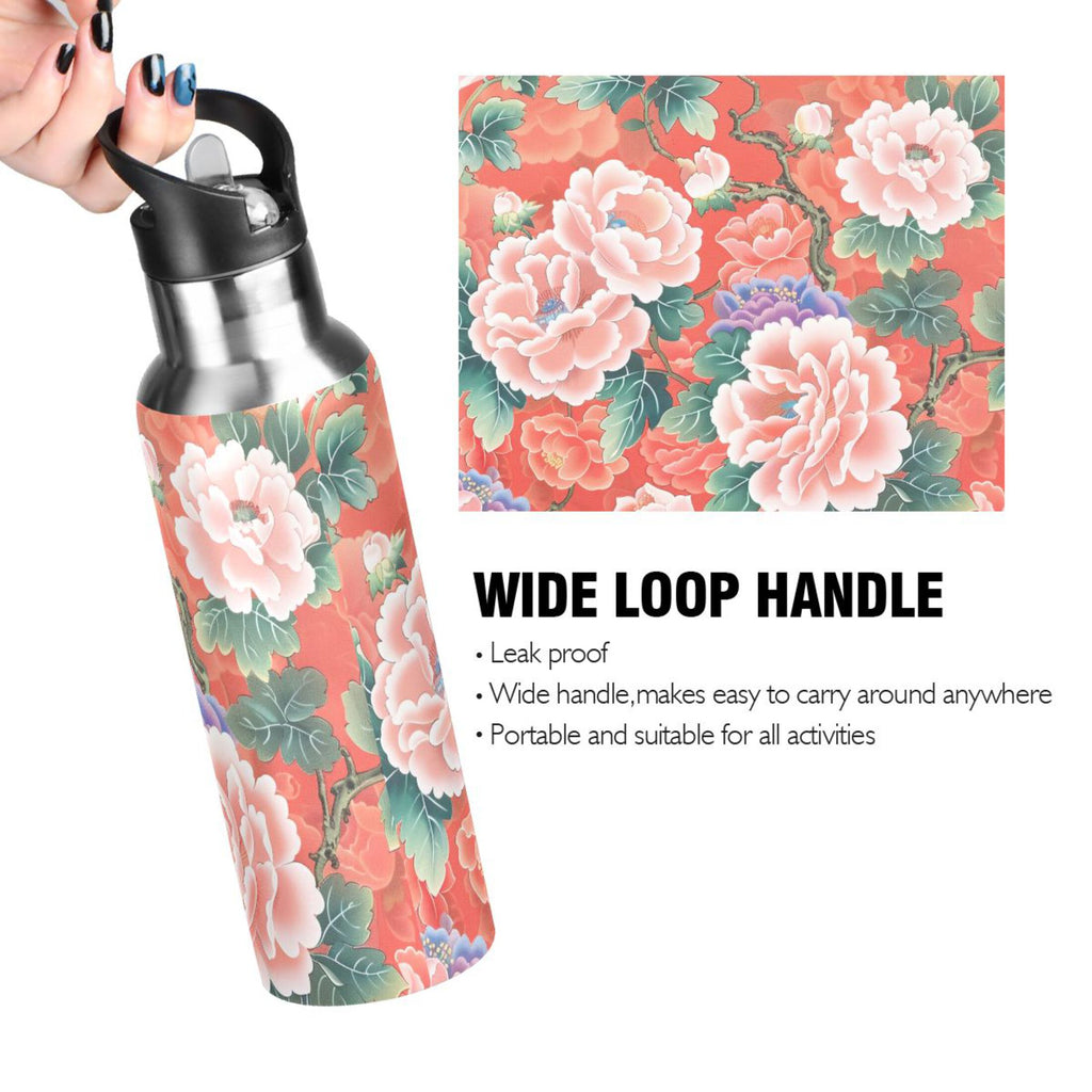 20 oz Insulated Stainless Steel Water Bottle with Straw Lid K70461