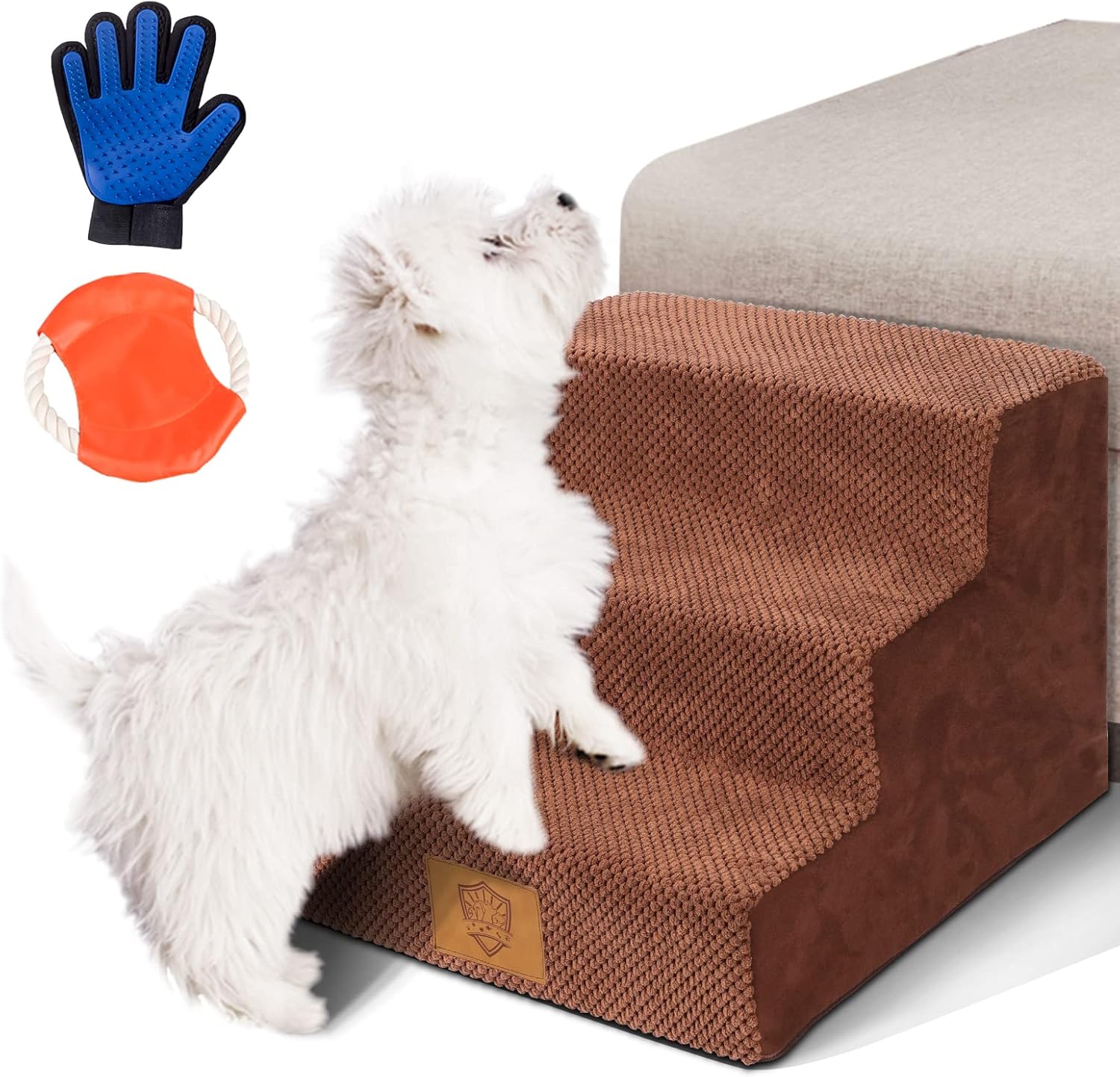 High Density Foam Pet Stairs with Anti-Slip Waterproof Cover, 11.8" H P213003