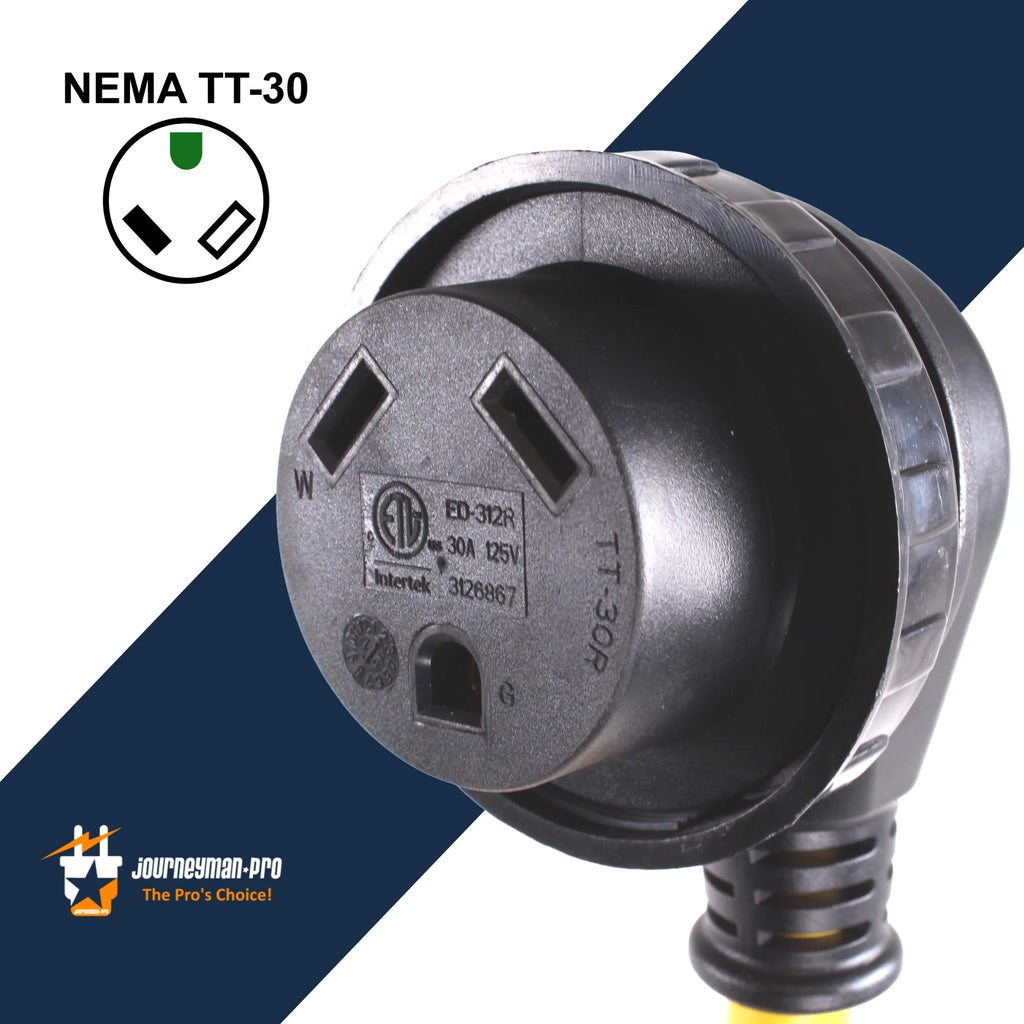 30A RV Power Extension Cord, Black Grip Handle, 15 Feet O3367