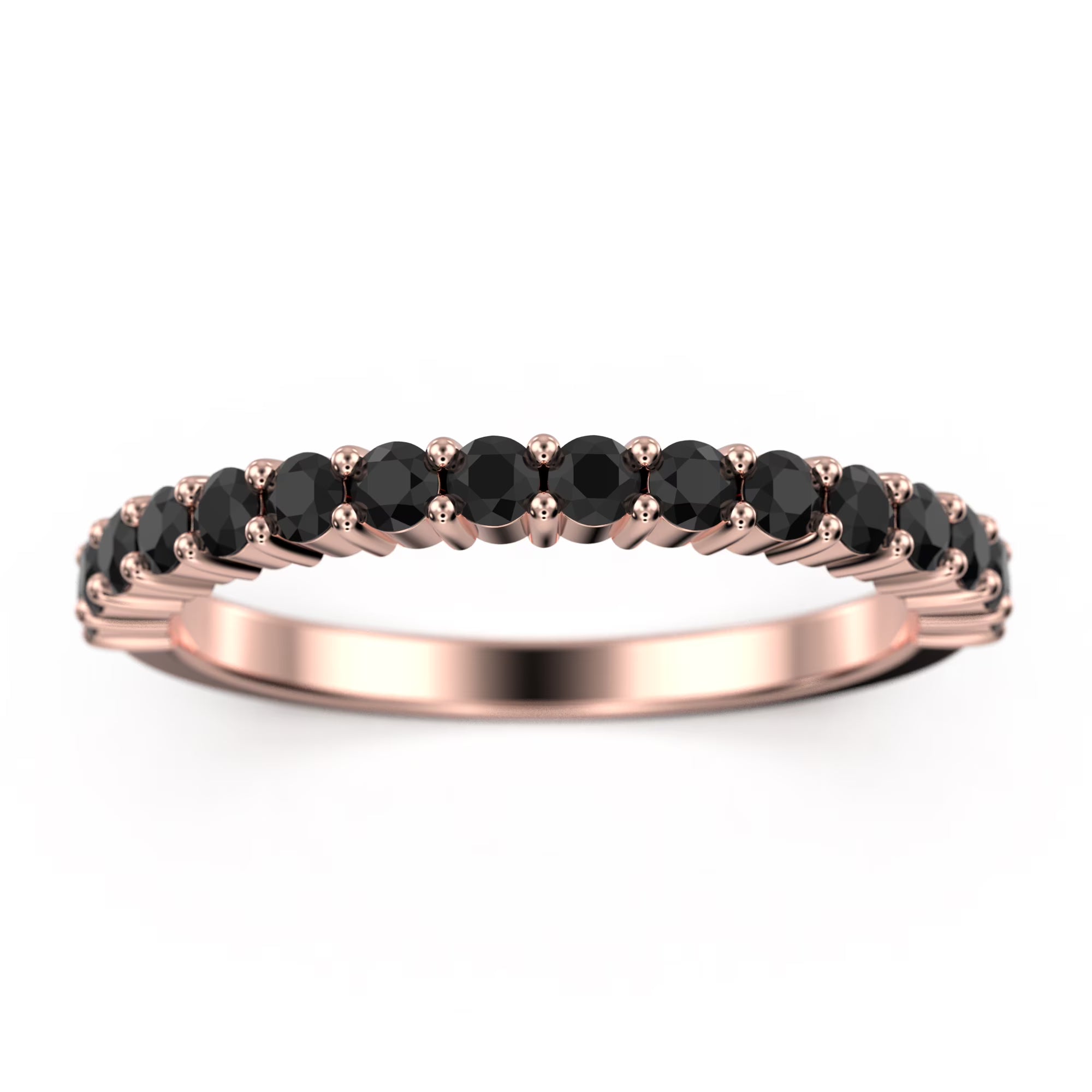 18K Rose Gold Over Silver Black Diamond Wedding Band W70838
