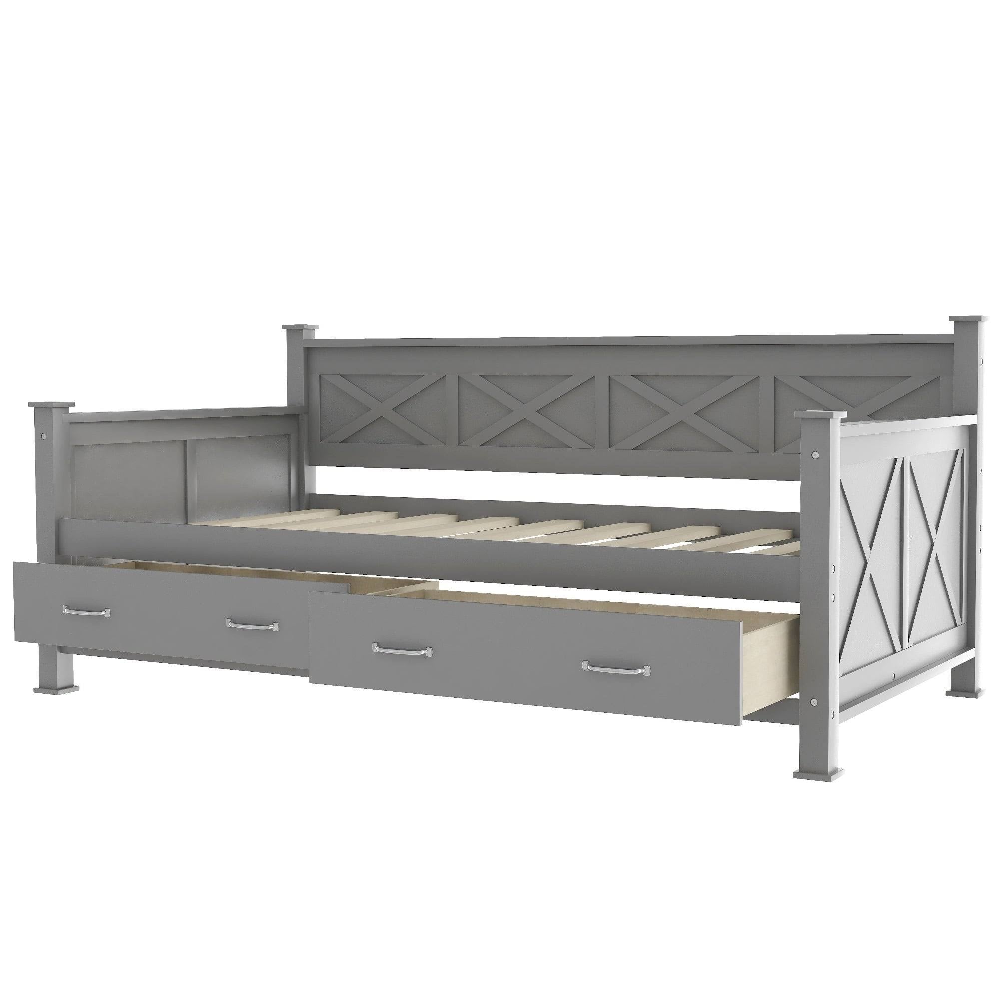 Grey Twin Size Daybed with 2 Large Drawers Z82807