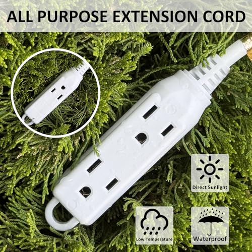 White 6 ft Flat Plug 3 Outlet Extension Cord I374