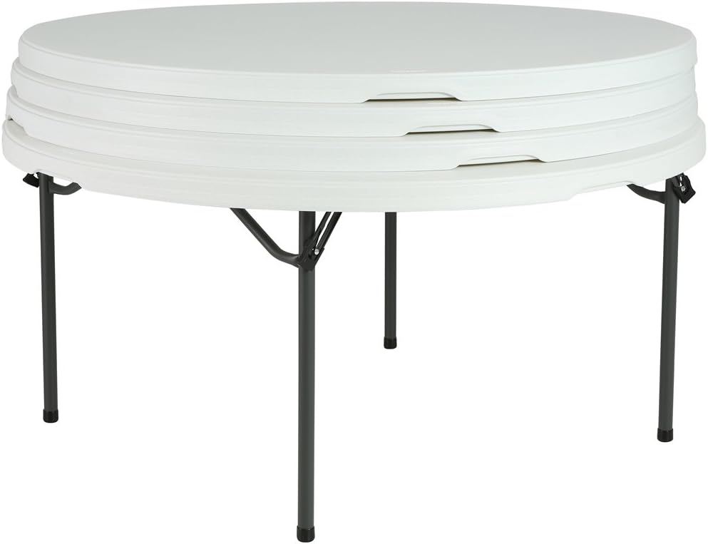 4 60-Inch Round Folding Tables with 32 Folding Chairs White Granite L56875