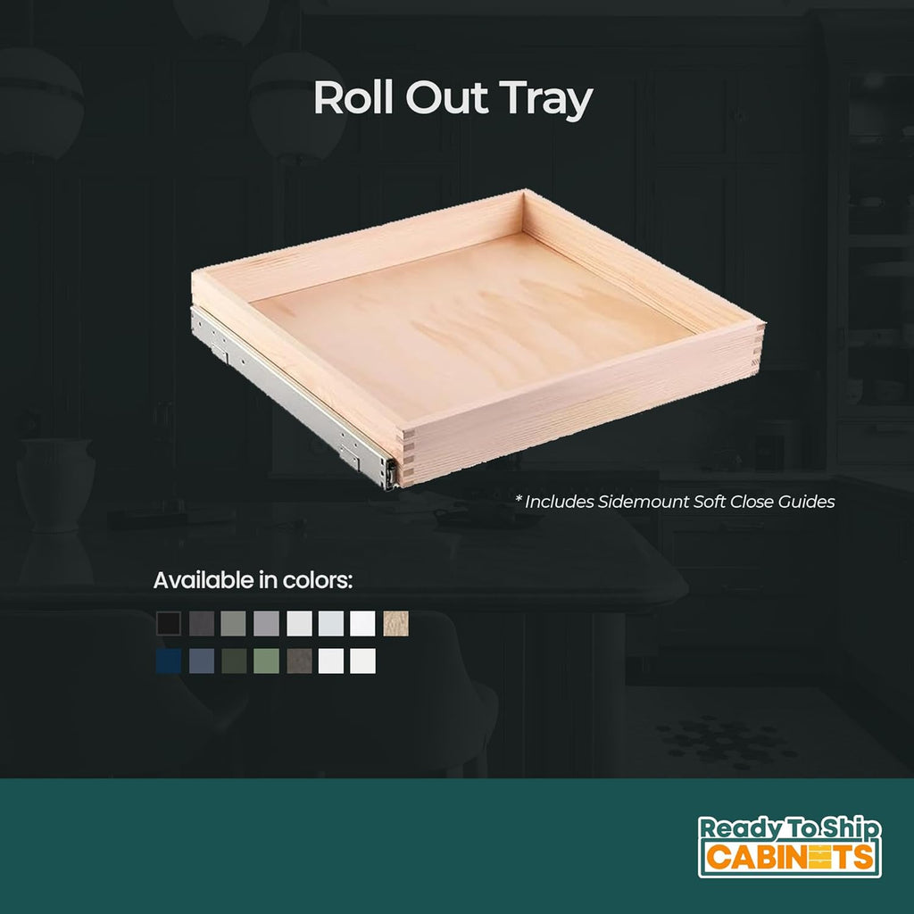 Slim Off White Shaker Roll Out Tray, 33W x 4H inch Y962