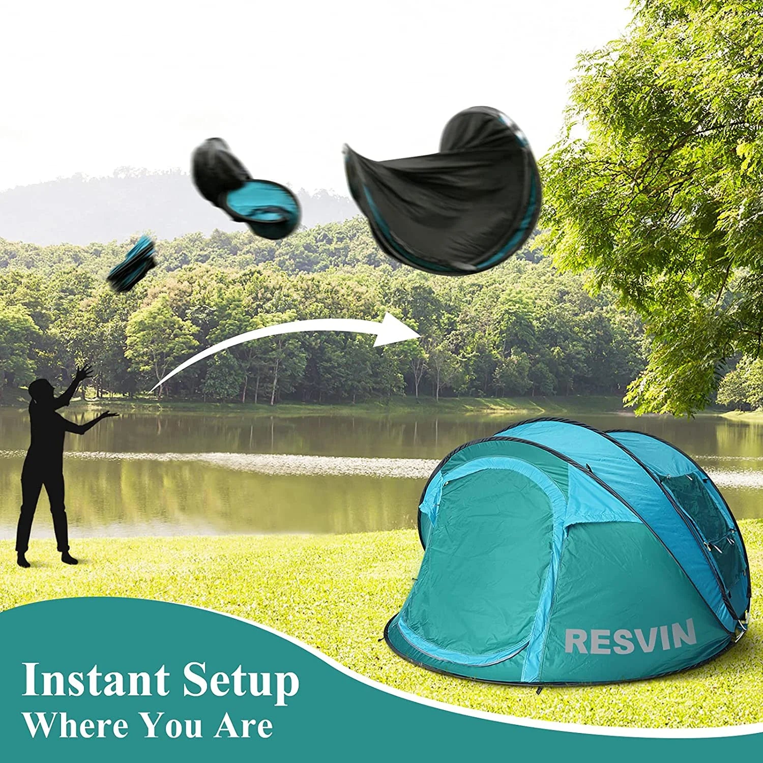 Blue Waterproof Pop Up Tent for Camping B437