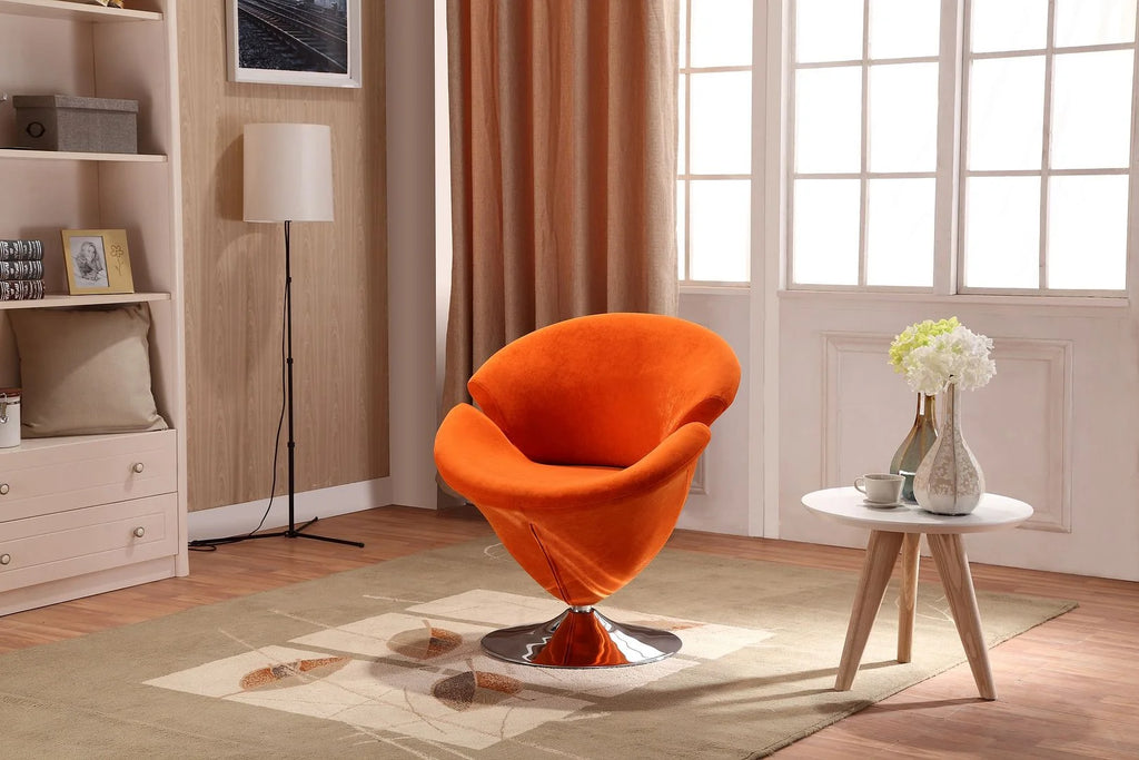 Orange Velvet Swivel Accent Chair J9324