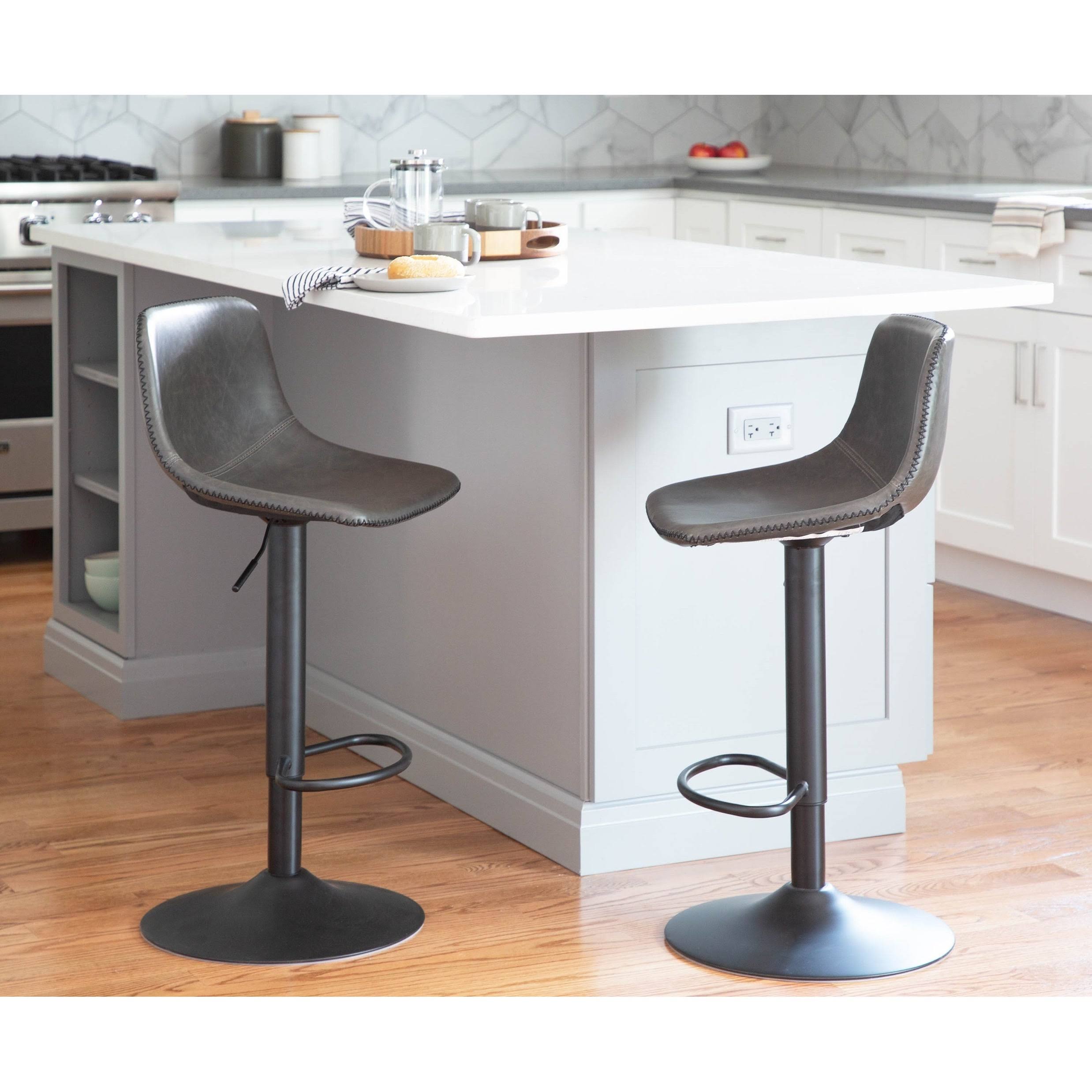 Set of 2 Brown Faux Leather Bar Stool V422924