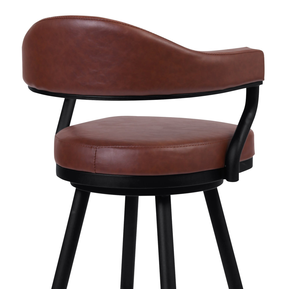 Vintage Camel Brown Faux Leather Swivel Counter Stool Armchair K150666