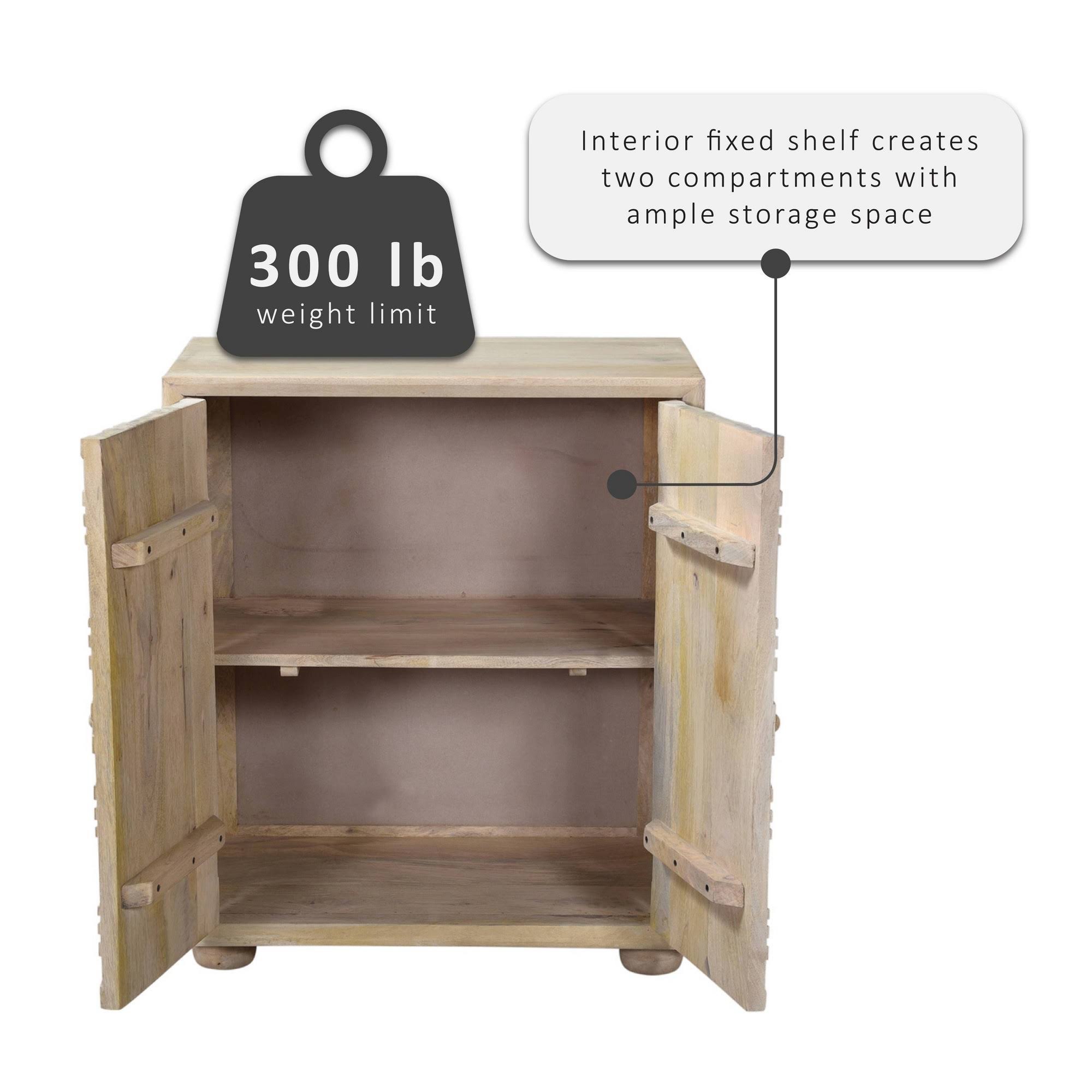 2 Door Carved Cabinet Natural N385651