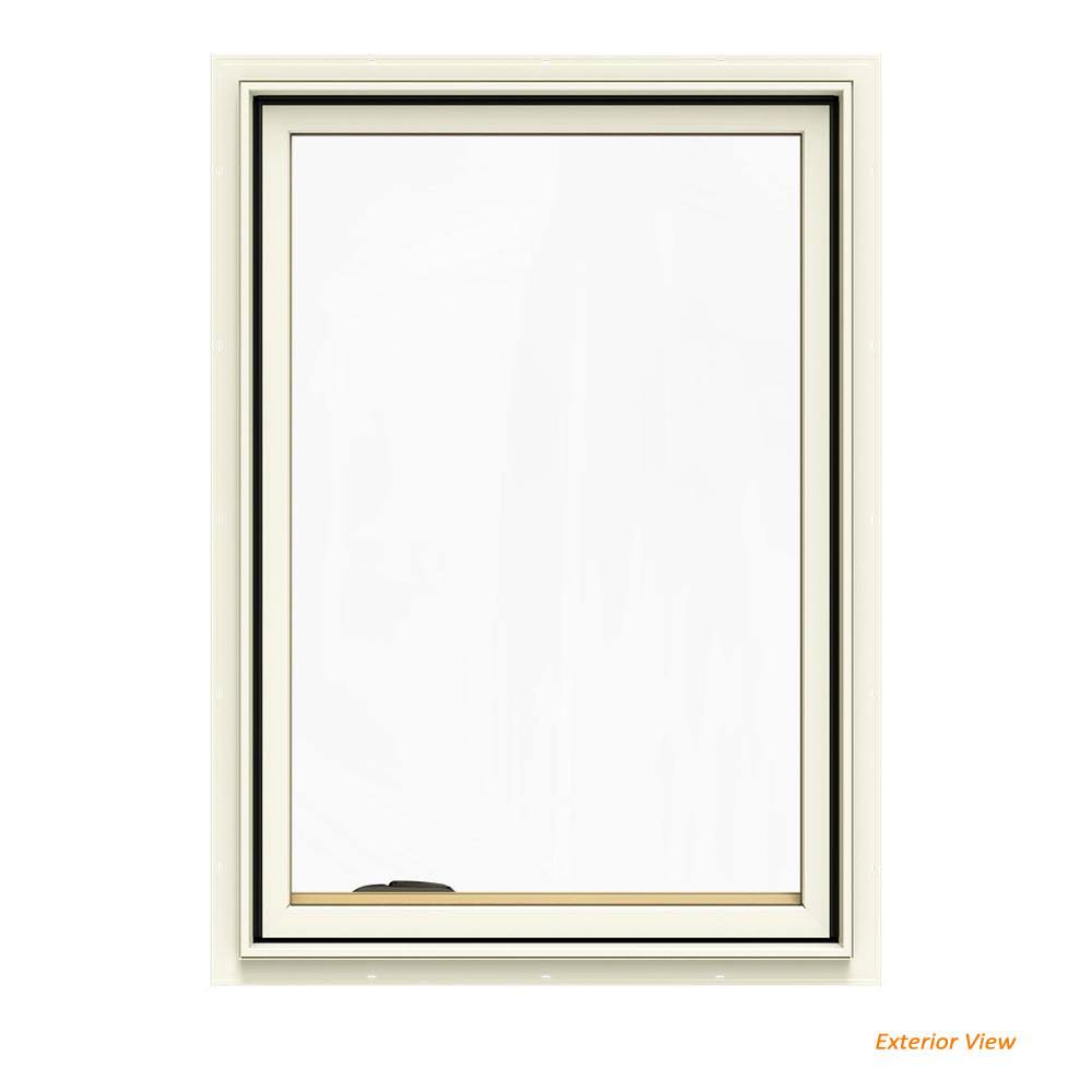 Cream Painted Clad Wood Left-Handed Casement Window with Mesh Screen C4477