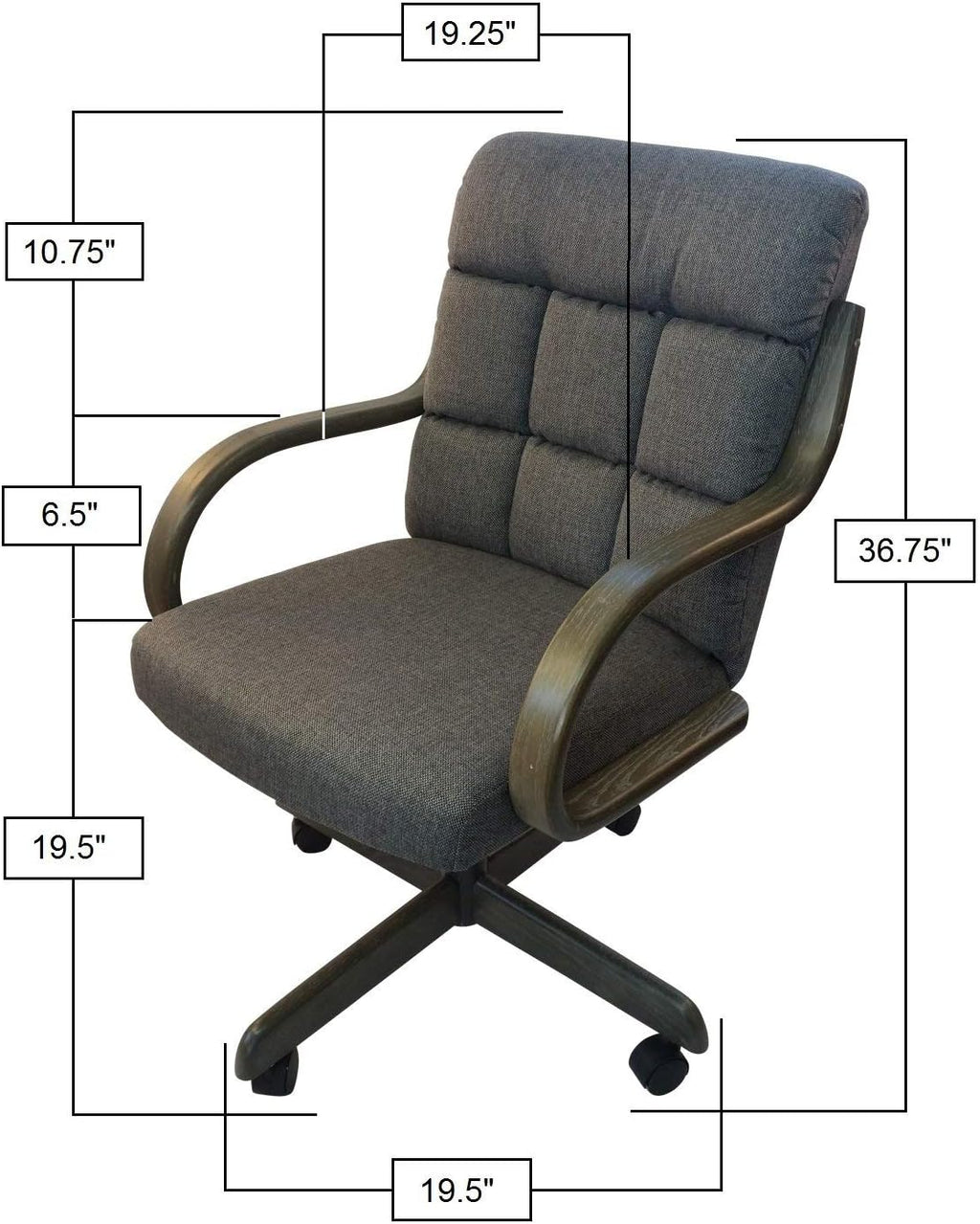 Smoke Tweed Swivel Tilt Caster Arm Chair J122