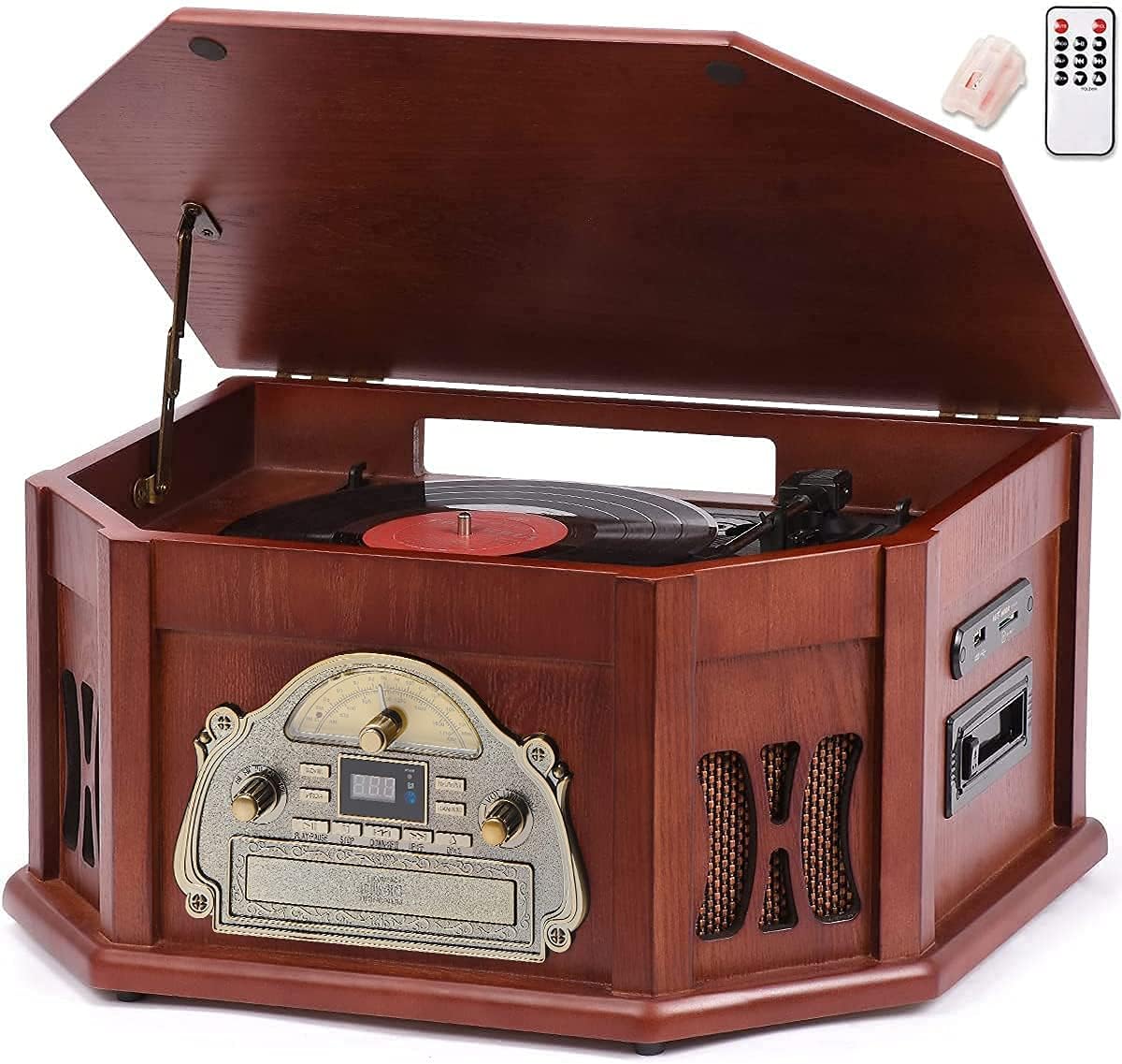 10-in-1 Bluetooth Record Player with 2 Built-in Speakers P389221