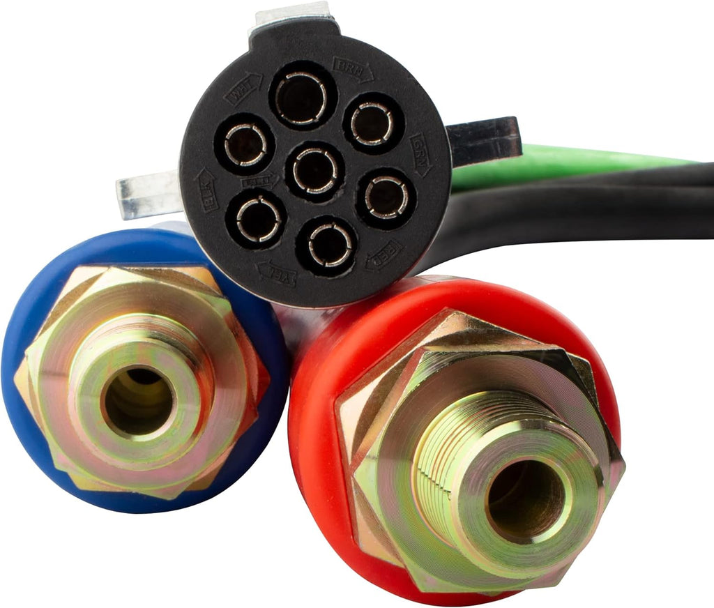 15 Ft 3 in 1 ABS & Air Power Line Hose Wrap 7 Way Electrical Cable with Handle Grip & Gladhands for Semi Truck Trailer Tractor C768