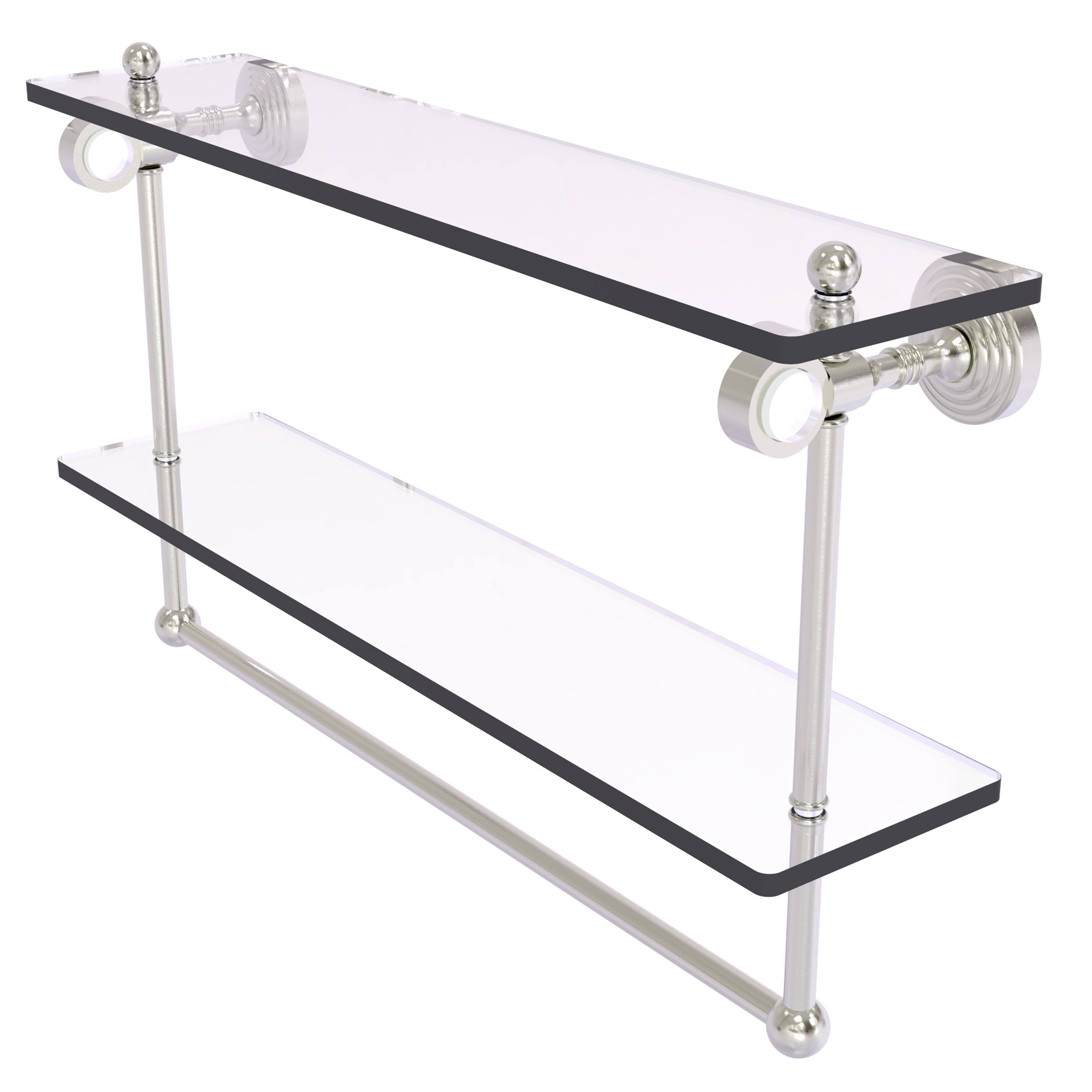 Double Glass Shelf with Towel Bar - Satin Nickel / 22 inch Q47337