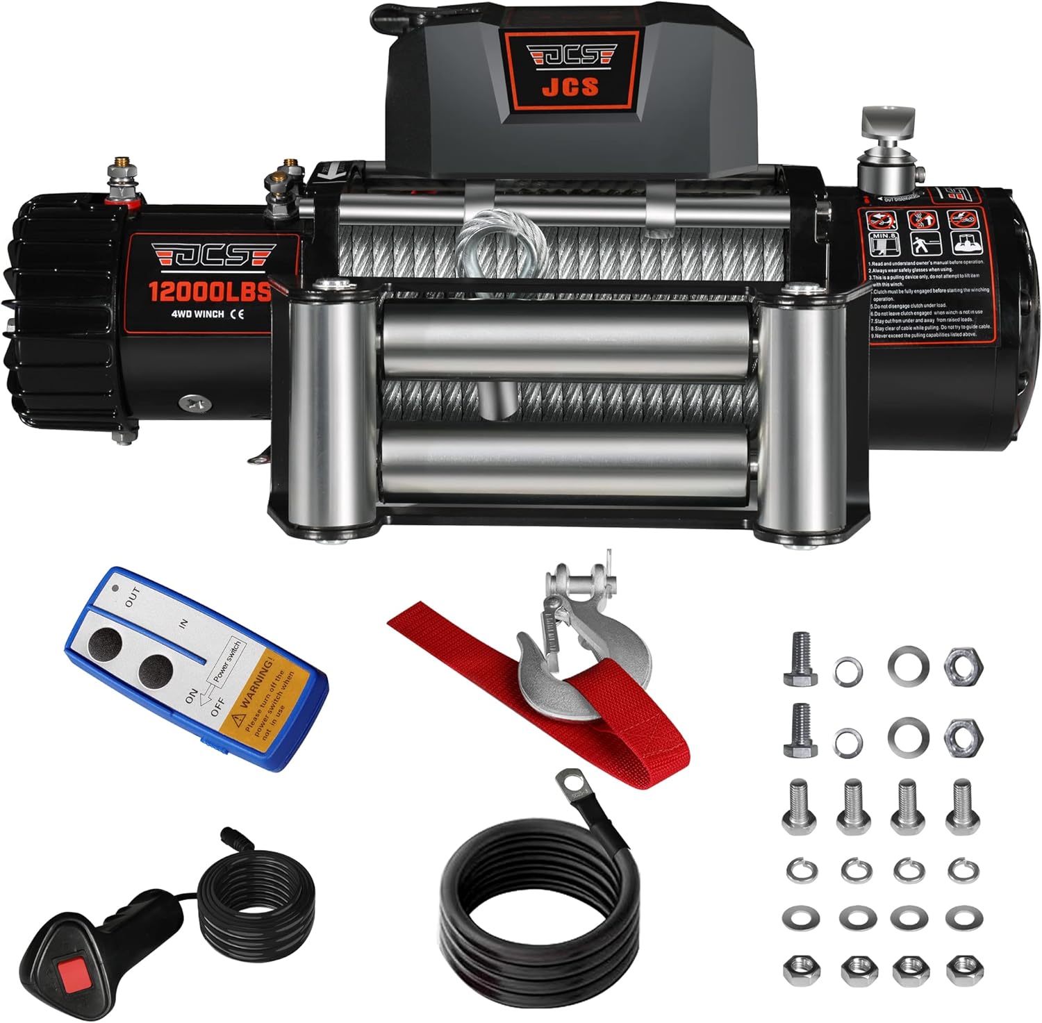 12000 lb 12V Electric Winch with Steel Wire Cable and Wireless Remote J313136