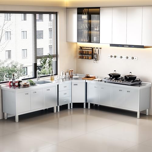 Freestanding Stainless Steel Utility Sink with Cabinet, 21.66 x 63 x 35.43 inches M633889