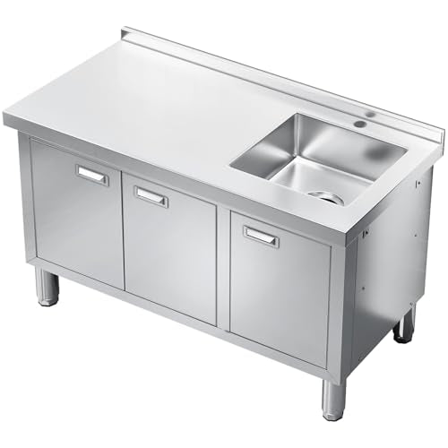 Freestanding Stainless Steel Utility Sink with Cabinet, 21.66 x 63 x 35.43 inches M633889