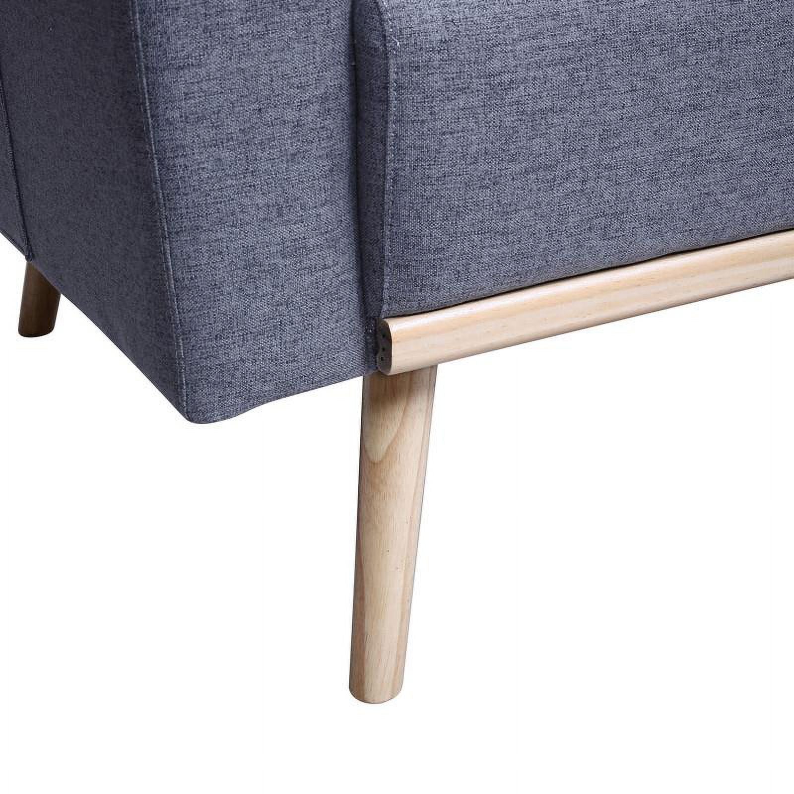 Dark Gray Linen Fabric Sofa Loveseat Set with USB Ports V1016