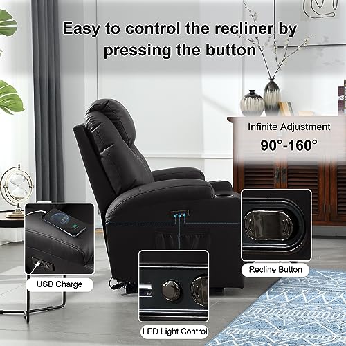 Brown PU Leather Power Recliner Chair with Heat and Massage S130
