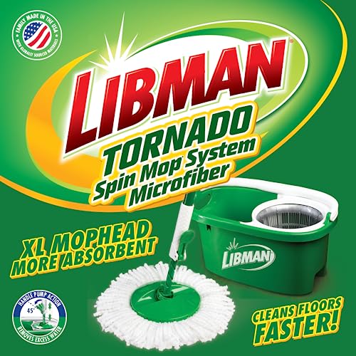 Spin Mop System with Bucket and Wringer, 2 Mop Heads G19239