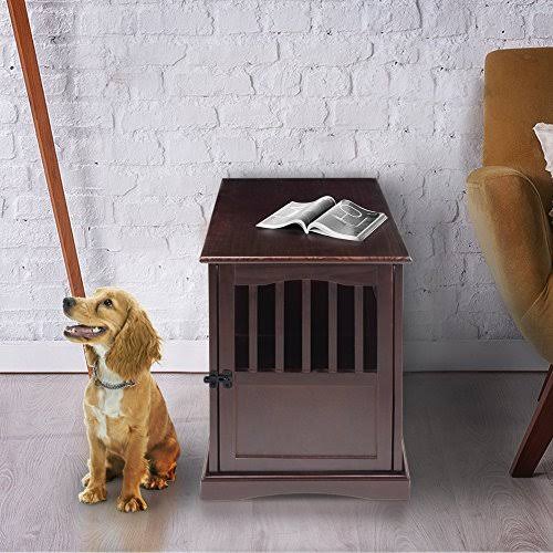 Large Wood Dog Kennel Crate with End Table E31930