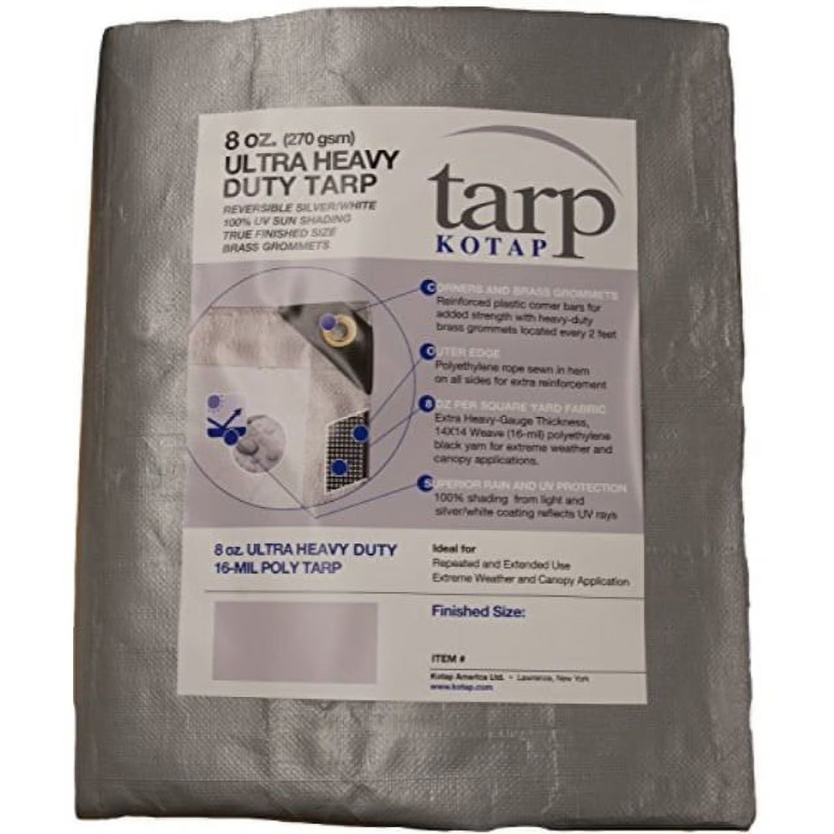 18-ft. x 24-ft. Ultra Heavy-Duty 8 oz/16-mil Poly Tarp Reversible Silver/White P87993