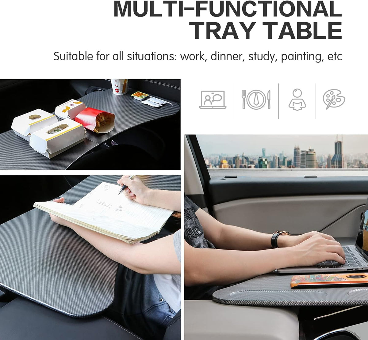 Foldable Laptop Working Table for Car Tray Table, Pack of 2 T242376