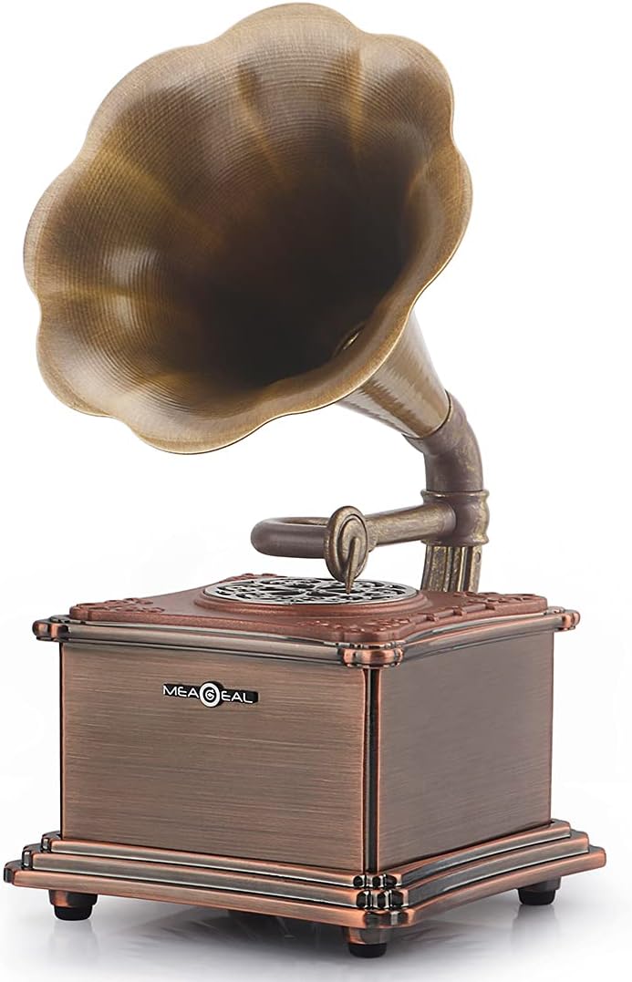 Mini Retro Bluetooth Speaker with Copper Horn Aluminum Body F509298