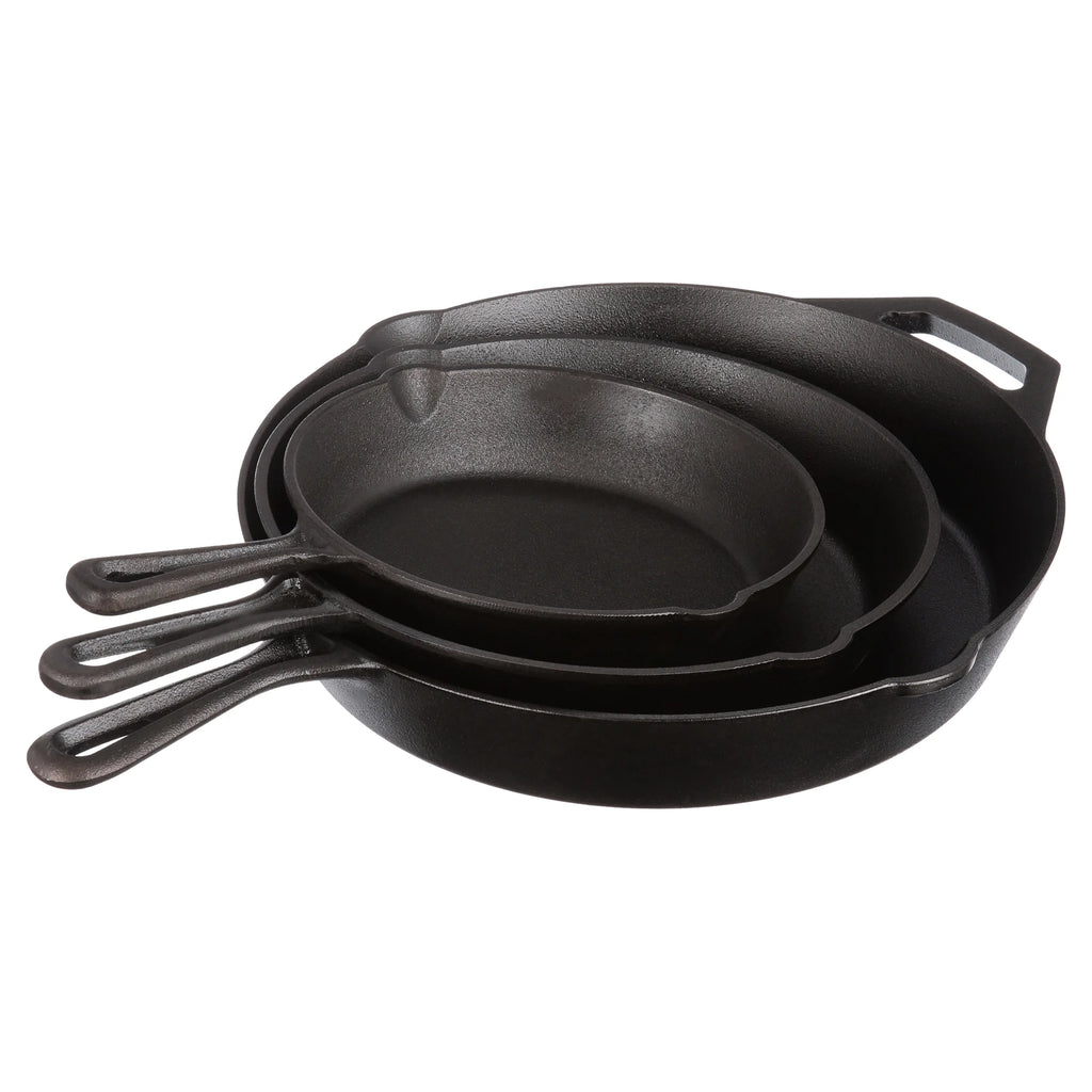 3 Piece Cast Iron Skillet Set, Pre-seasoned M90252