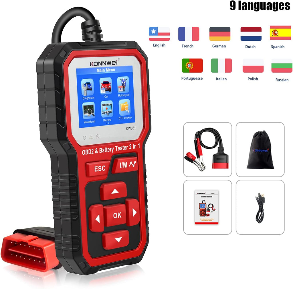 OBD2 Scanner Battery Load Tester 2 in 1 Automotive Diagnostic Scan Tool Pack of 2 F9558
