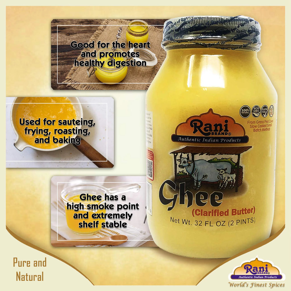 Pure Ghee Clarified Butter 2lbs (32oz) Glass Jar Y5653
