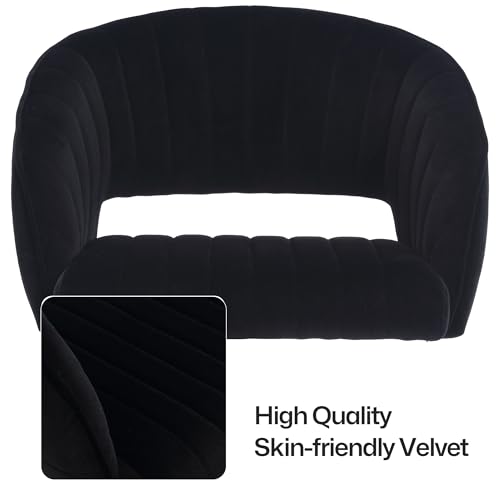 Black Corduroy Height Adjustable Swivel Desk Chair with Gold Base I29293