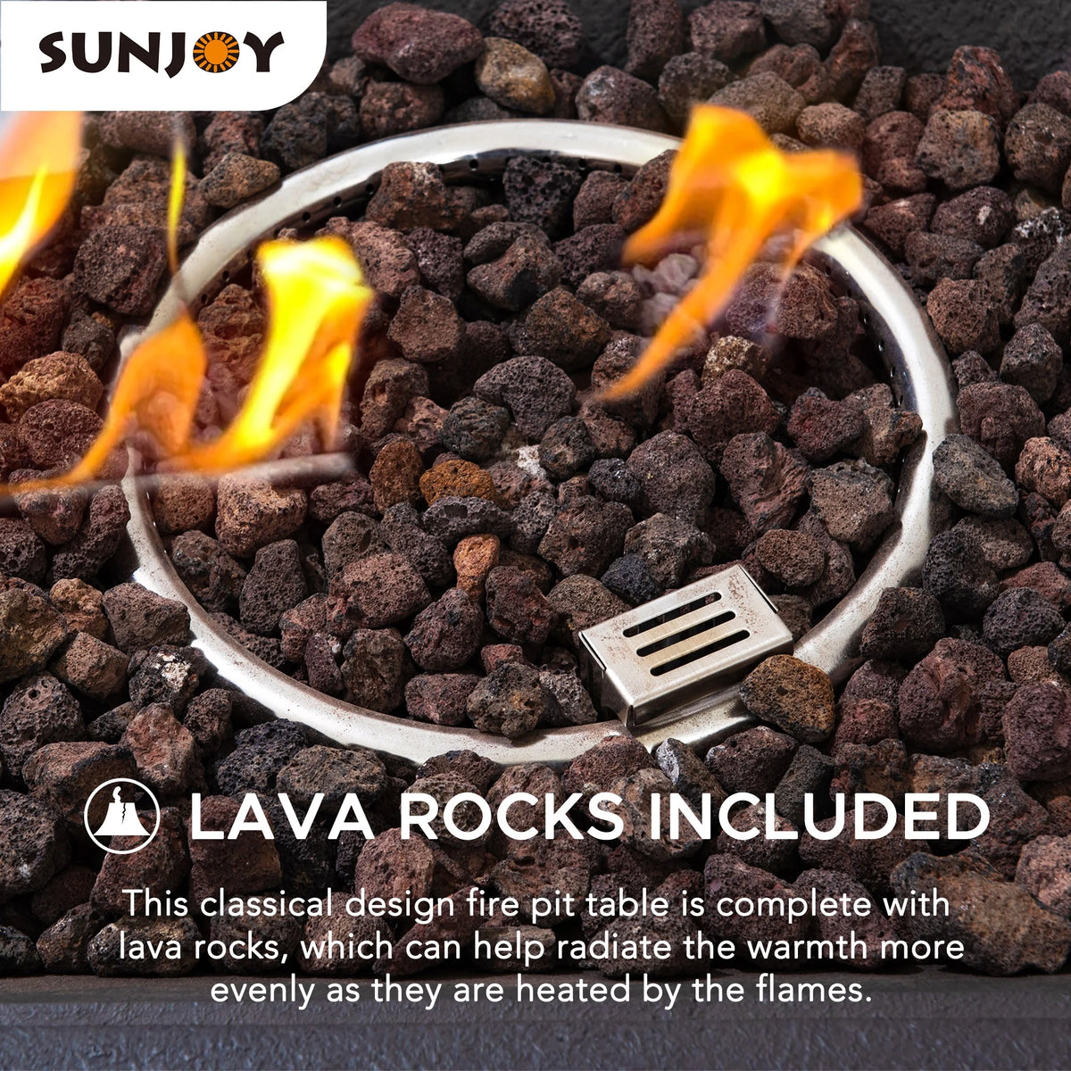 28 in. Smokeless Propane Gas Fire Pit Table with Lava Rocks O9353