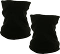 Black Thick Micro Fleece Double Layer Neck Warmer Gaiter 2-Pack E326