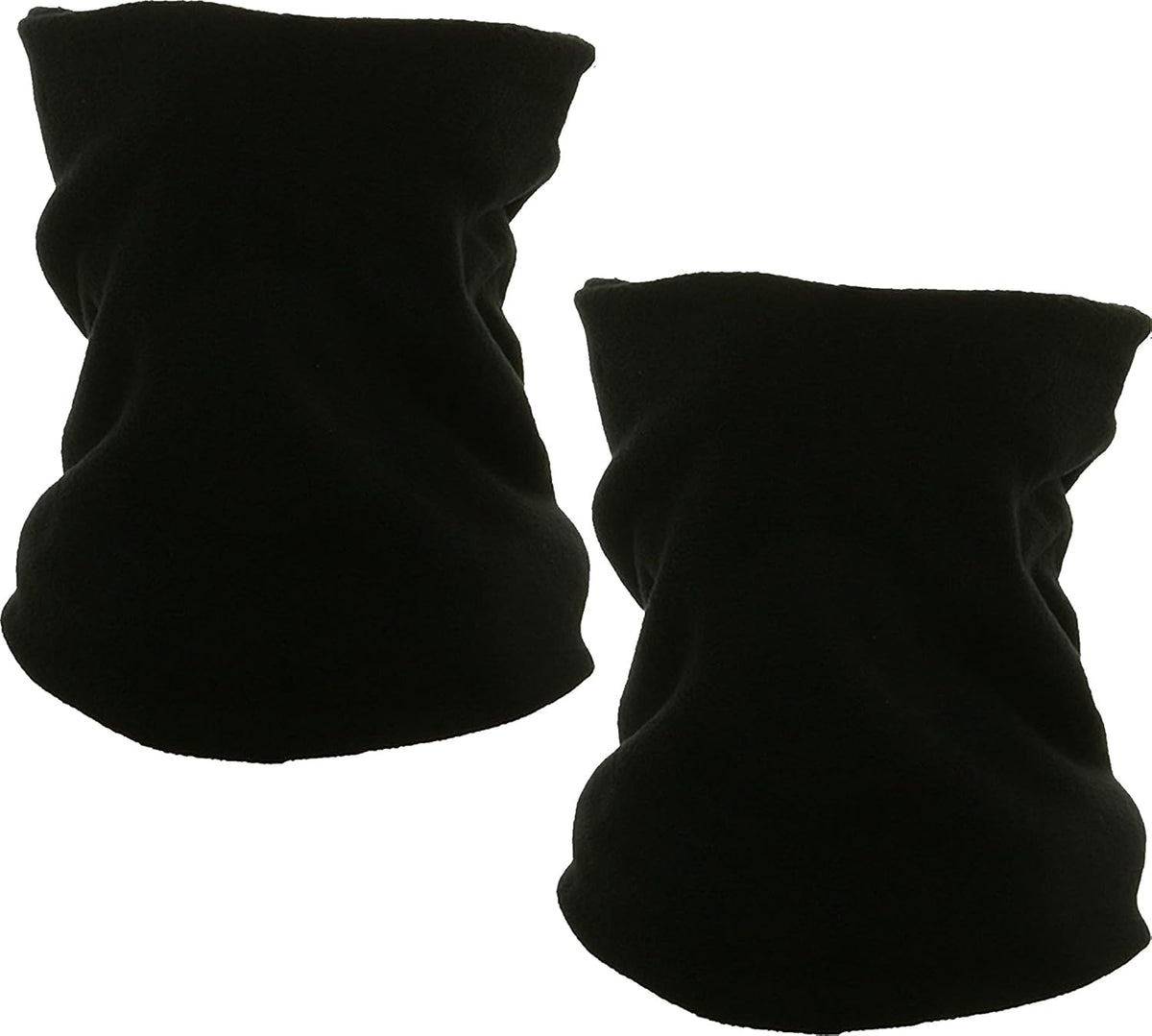 Black Thick Micro Fleece Double Layer Neck Warmer Gaiter 2-Pack E326