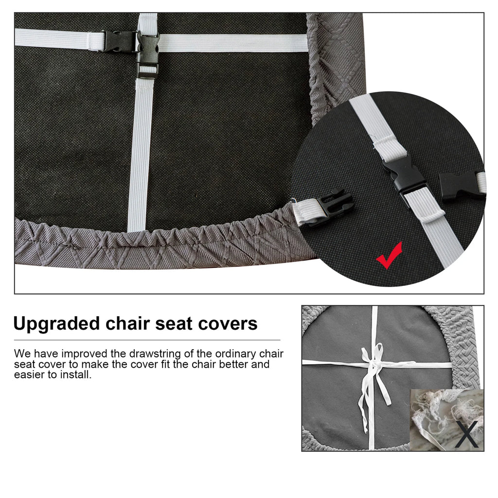 Dark Grey Jacquard Removable Dining Chair Cover Set of 4 X127