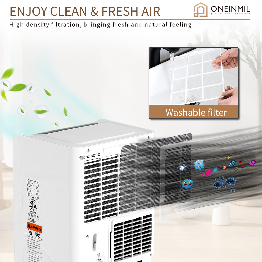 White 9700 BTU Portable Air Conditioner with Dehumidifier Function and Fan Mode with Window Kit Y838