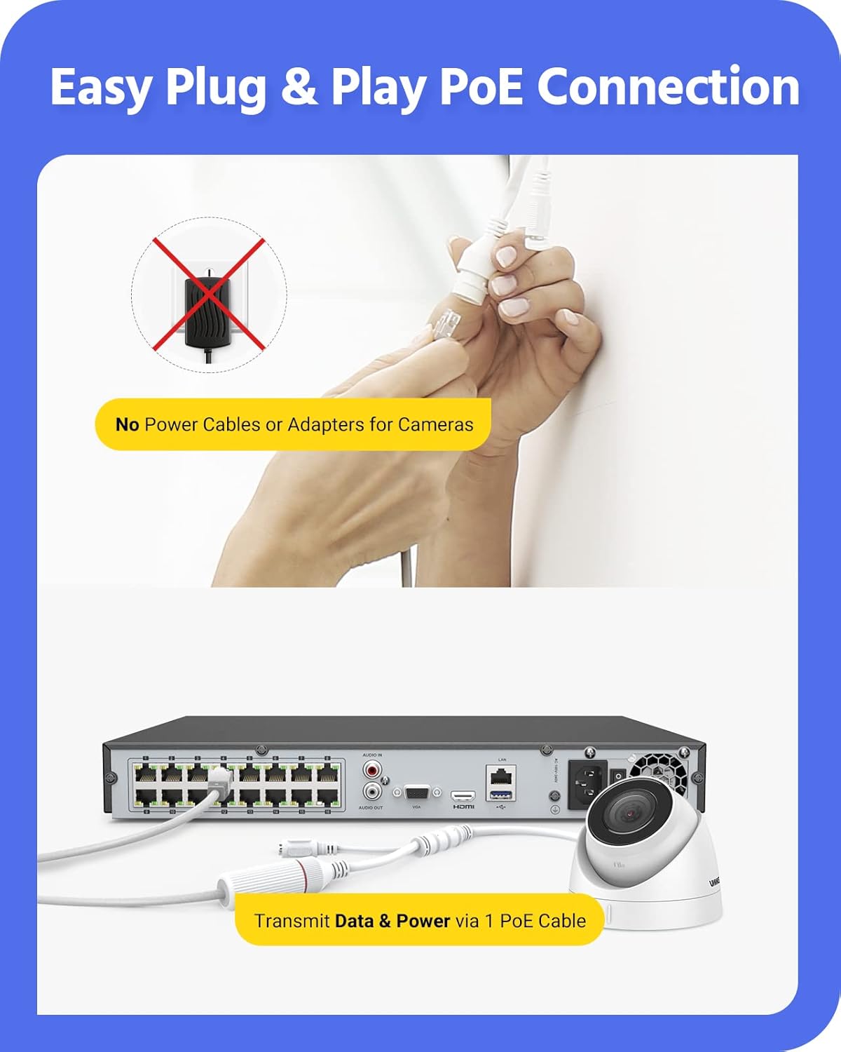 16CH PoE Security Camera System with Color Night Vision, 8X 5MP Wired Turret IP Cameras, 4K NVR Recorder with 3TB HDD N254963
