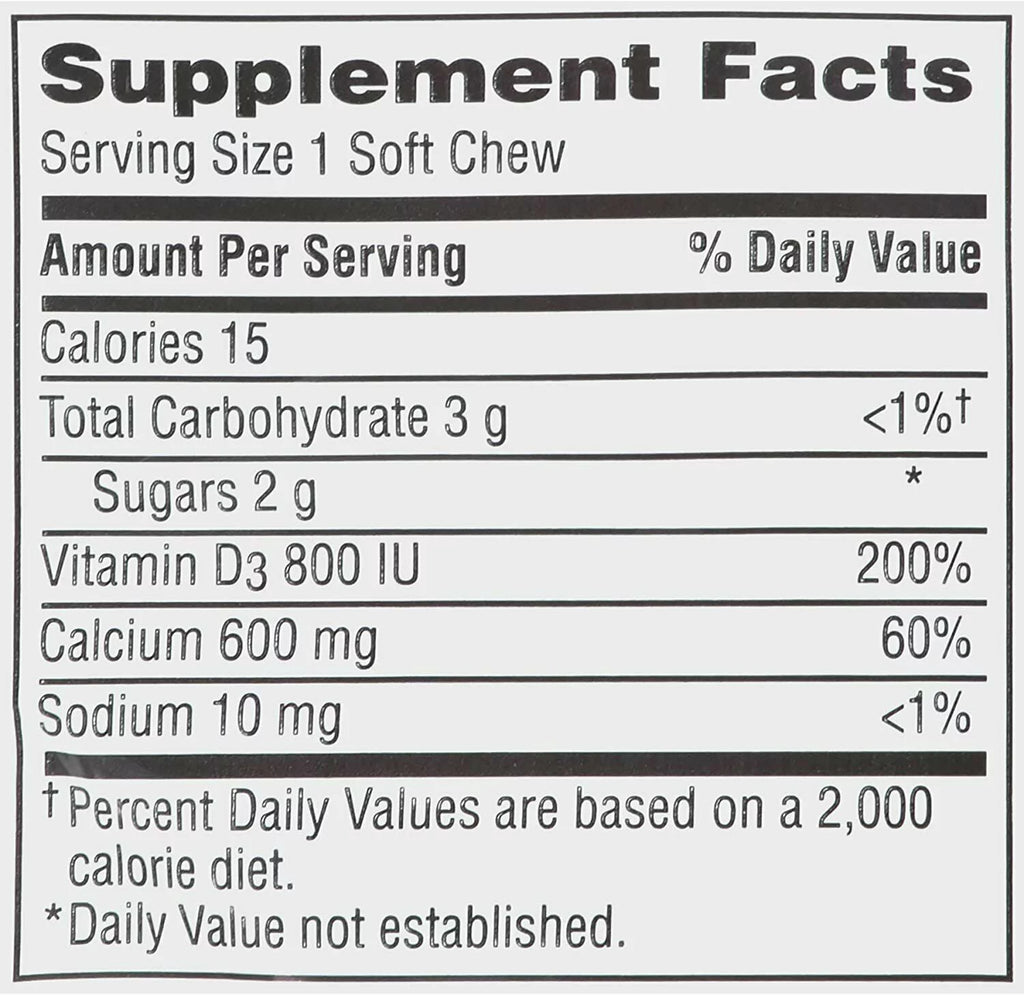 5 Pack Calcium Vitamin D Soft Chews Vanilla Creme 60 Each J302