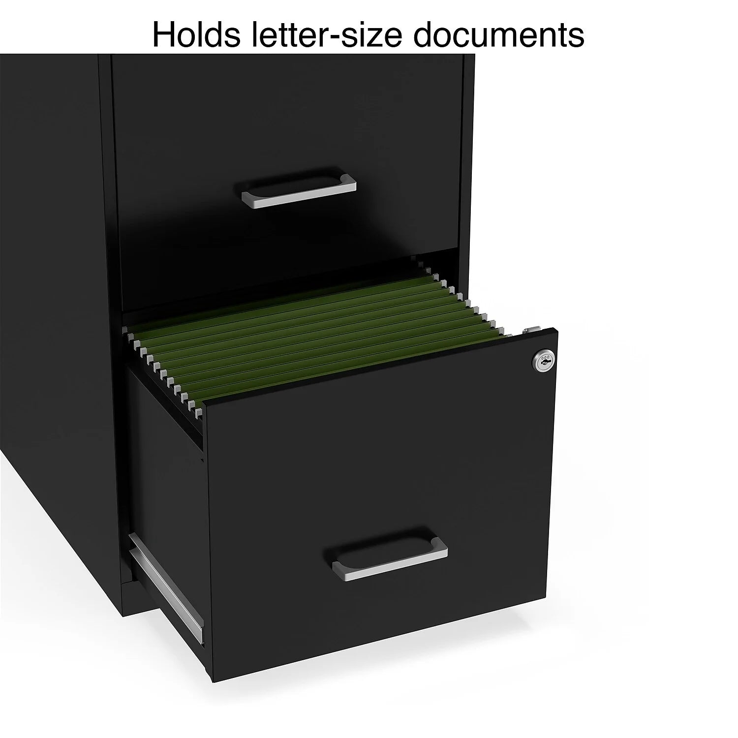 2-Drawer Vertical File Cabinet Locking Letter Black B38814