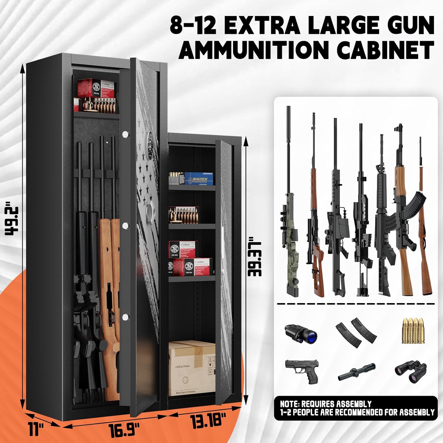 8-12 Rifle Gun Safe with Detachable Gun Racks A528228
