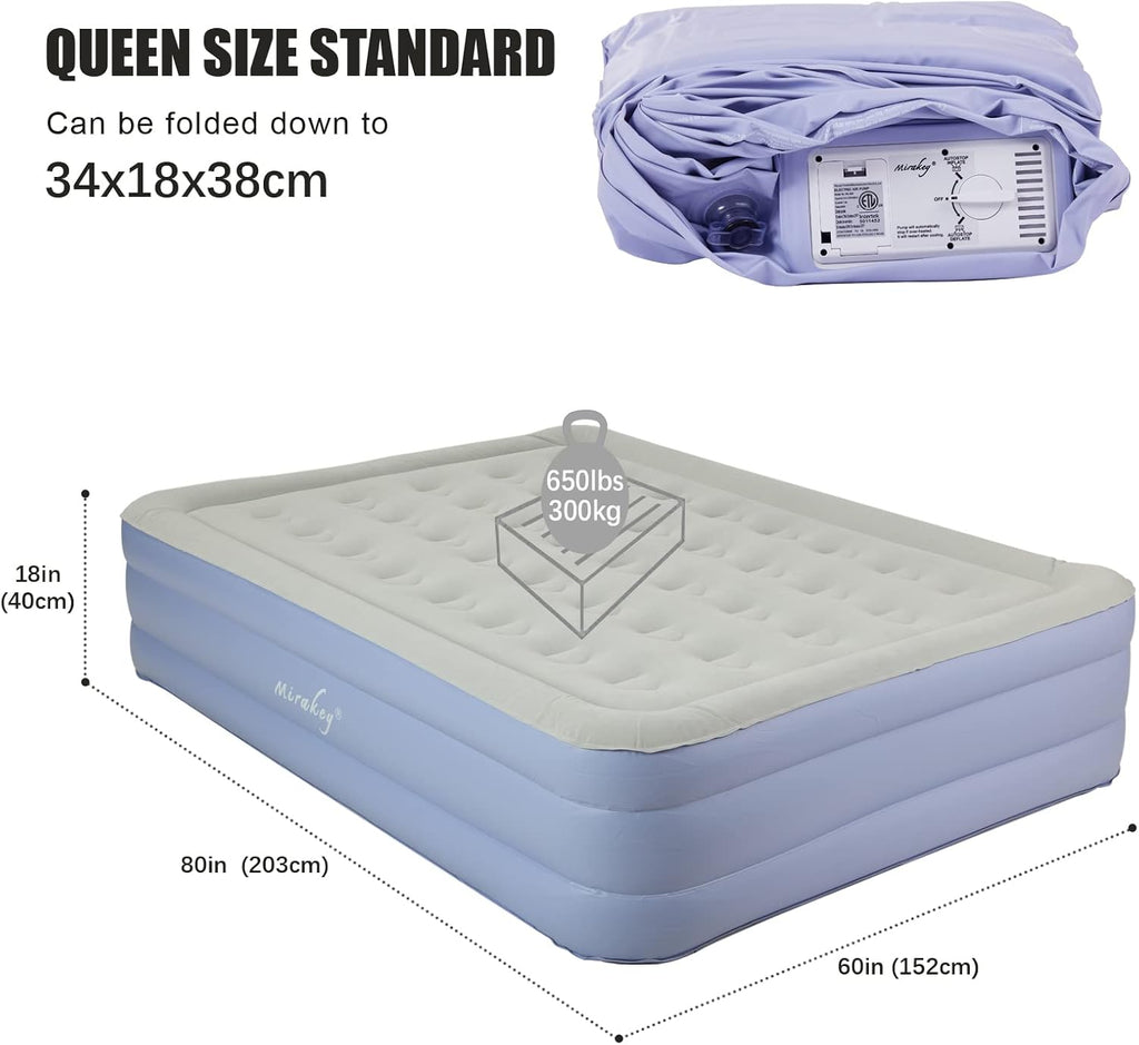 Light Blue Twin Air Mattress with Built in Pump V487