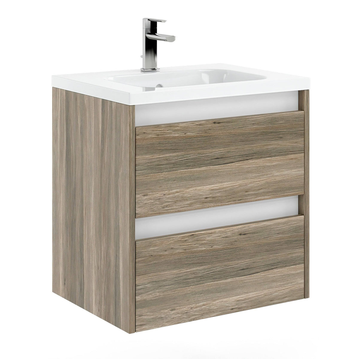 24 x 24 x 18 inch Oak Wood Bathroom Vanity Cabinet with Ceramic Top Sink T506010