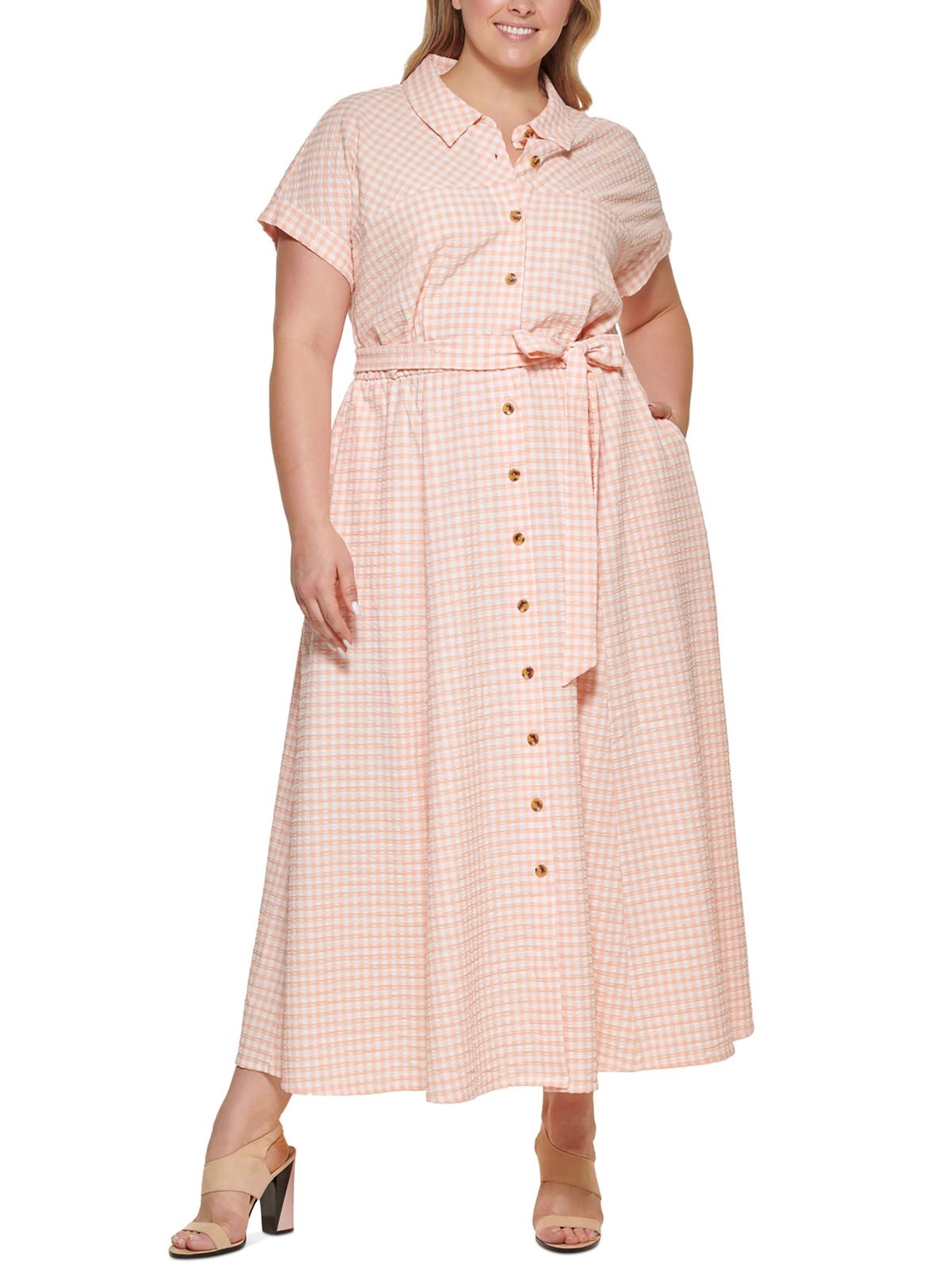 Gingham Seersucker Shirtdress D5939