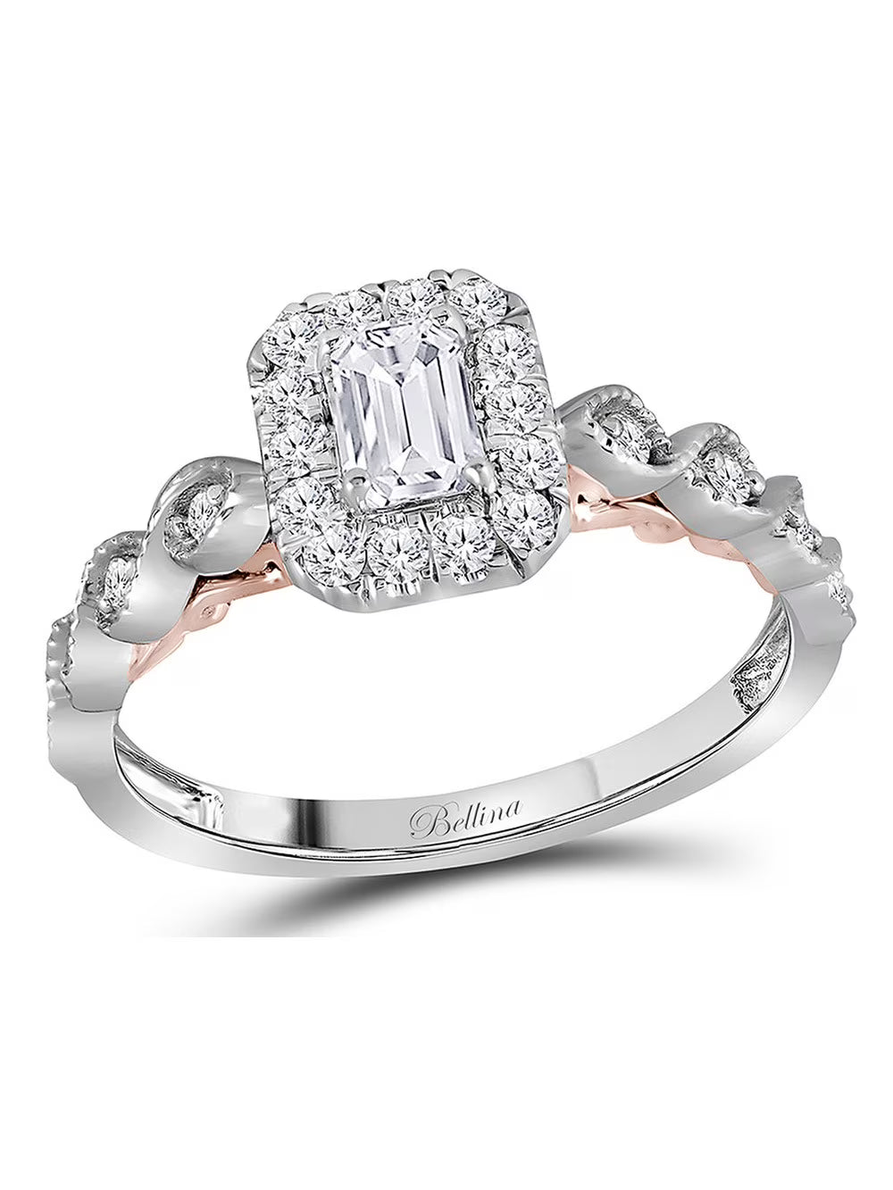 Emerald Cut Diamond Engagement Ring in 14K White Gold G16633