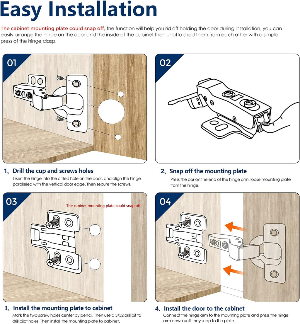 30 Pack 15 Pairs Soft Close Cabinet Door Hinges T759