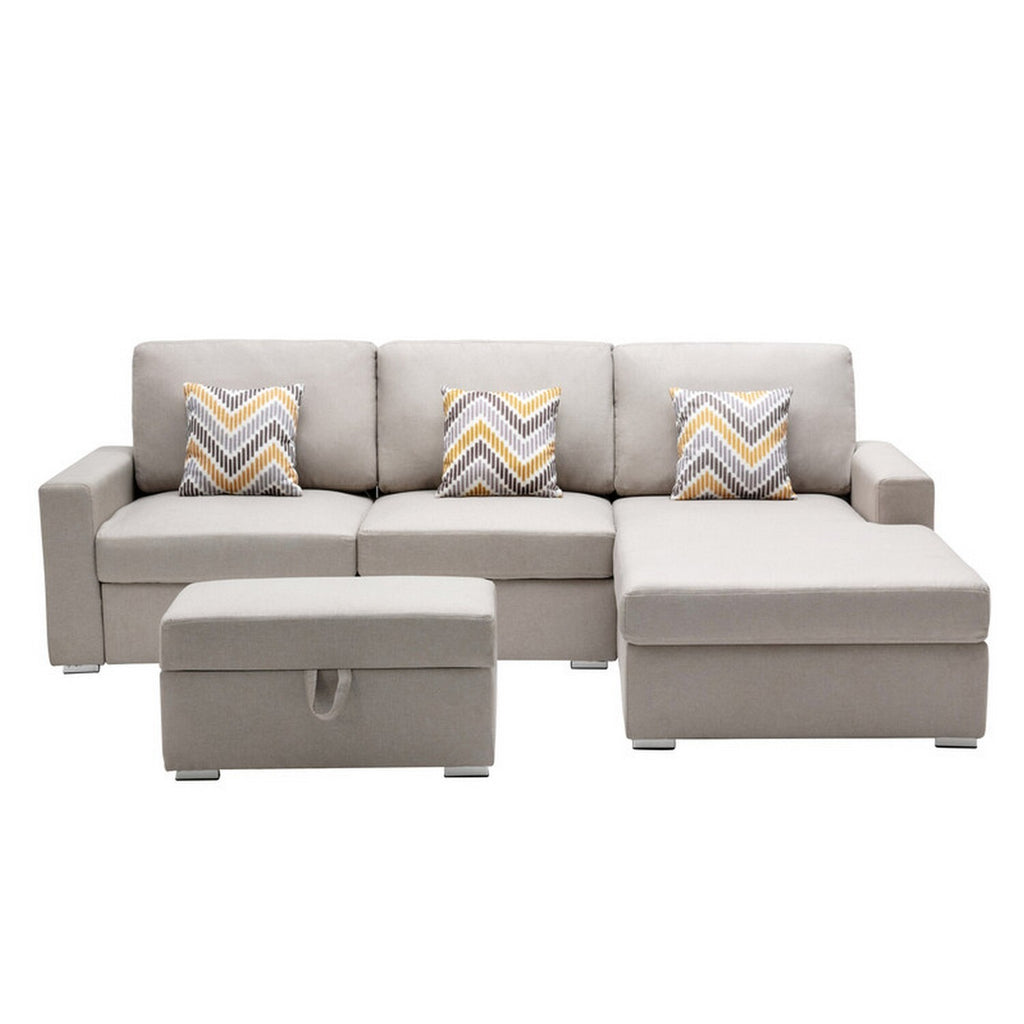 Beige 4 Piece L Shape Sofa with Ottoman M387942